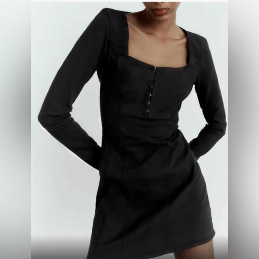 Zara black denim dress